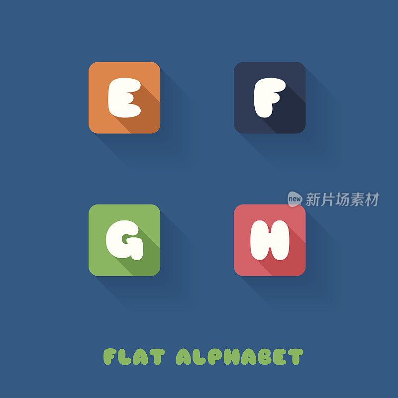 E F G H -平面设计按钮字母